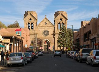 A street in Santa Fe, New Mexico.