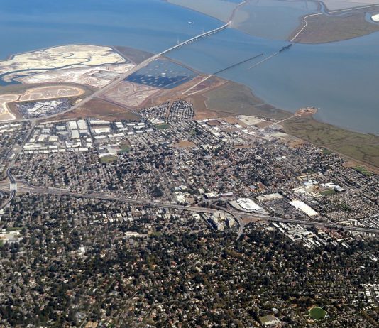An aerial view of East Palo Alto.