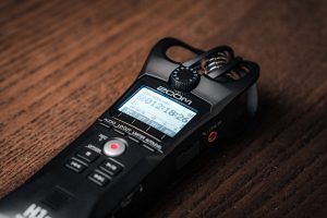 A close-up view of a digital voice recorder of the kind that might be used by fair housing testers.