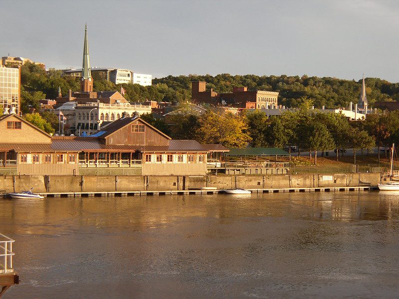 A view of Troy, New York, seen from the opposite bank of the Hudson River.