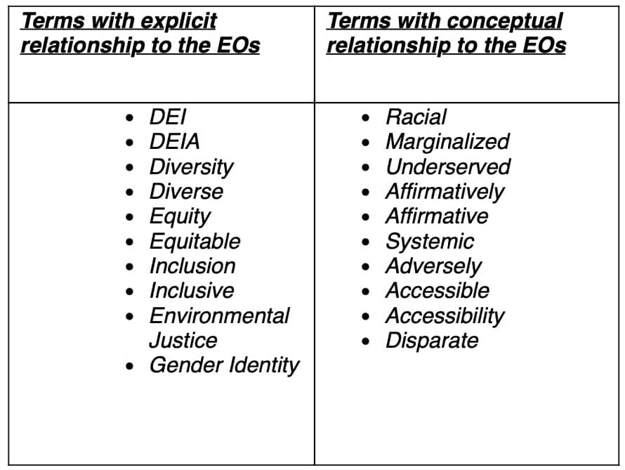 Technical assistance providers working under HUD’s Community Compass program were notified in an email from HUD that if their work is not aligned with the executive orders, they should submit their final billing and close themselves out of the system. The email included this list of watch terms found here, including "equitable," "Inclusion," accessible" and more.