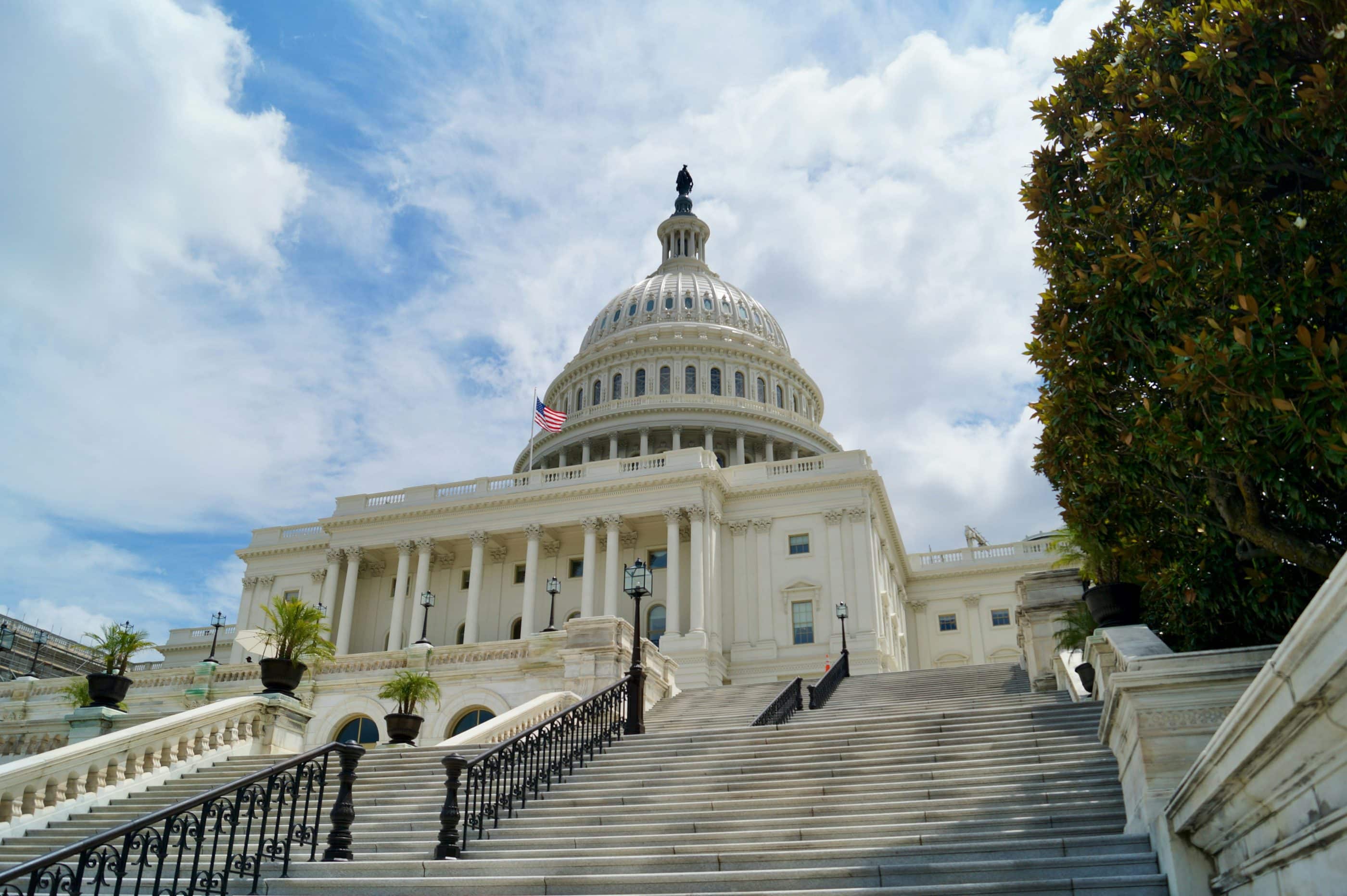 The Capitol Building, viewed from below at day